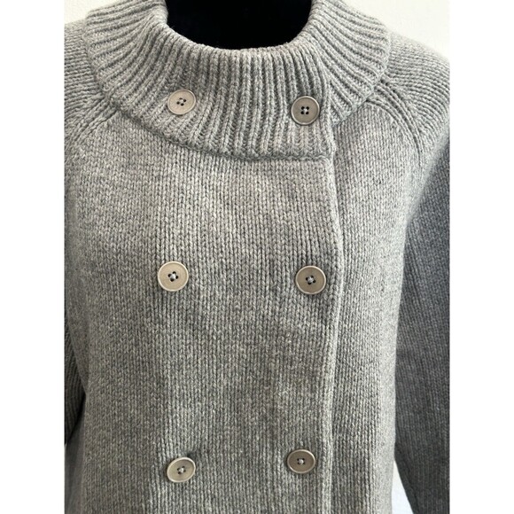 Talbots Wool Cashmere Cardigan Sweater Button Front Gray Size L Preppy - Picture 5 of 15